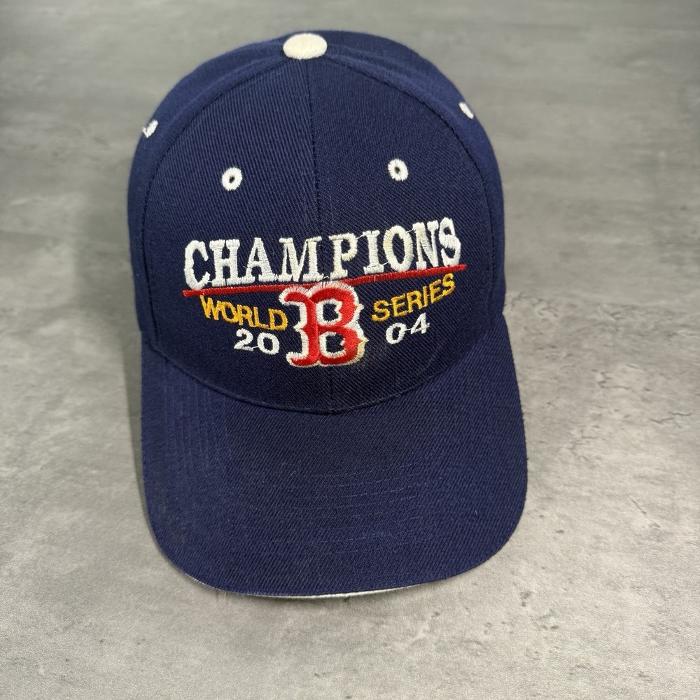 Boston Red Sox Hat‎ Navy Red 04 World Series Champions Dad Adjust Strap Cap